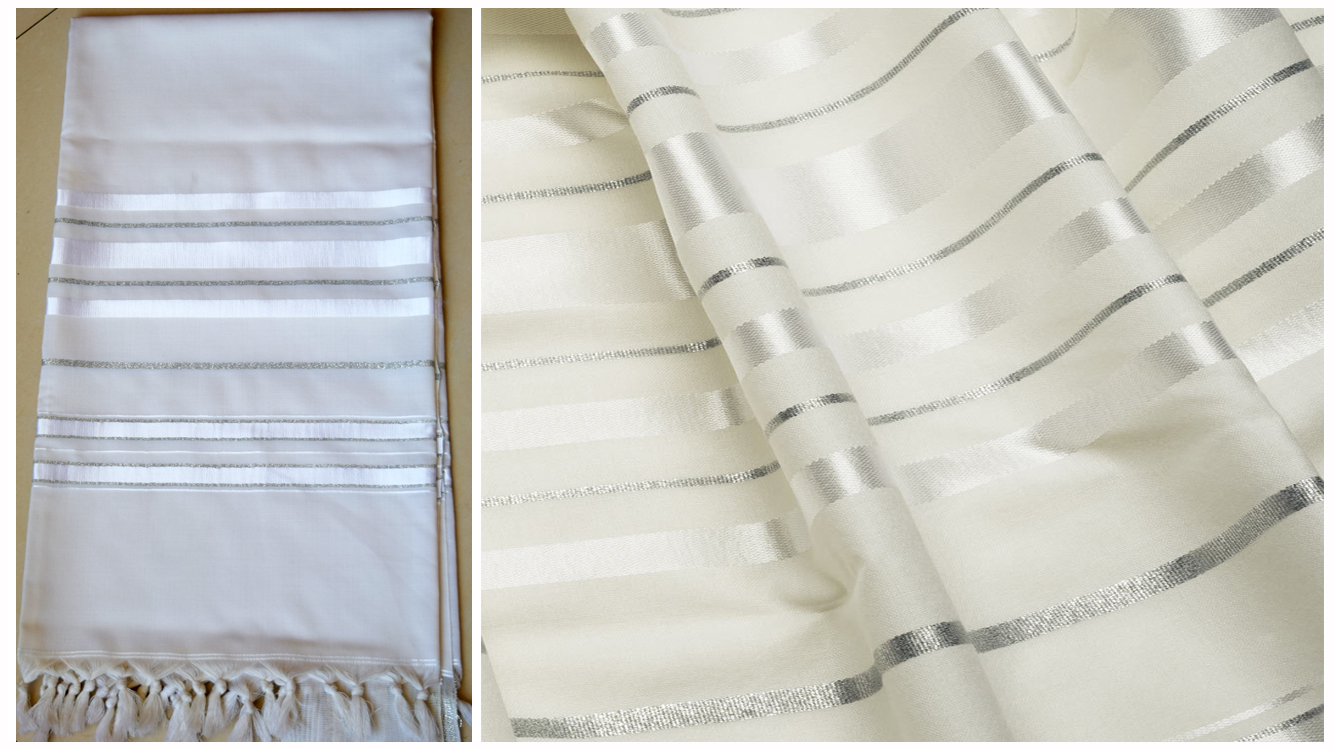 White-Silver Traditional Wool Tallit