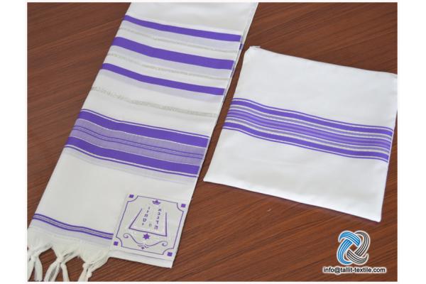 High quality Acrylic Tallit set purple and silver