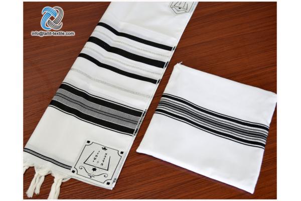 High quality Acrylic Tallit set black and silver