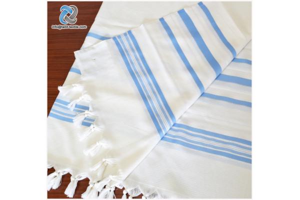 <font color=#0000FE>Nonslip Wool Tallit Prayer Shawl in Sky blue Stripes</font>
